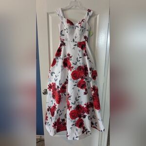 Floral Red and White Women's Dress, Sz 3